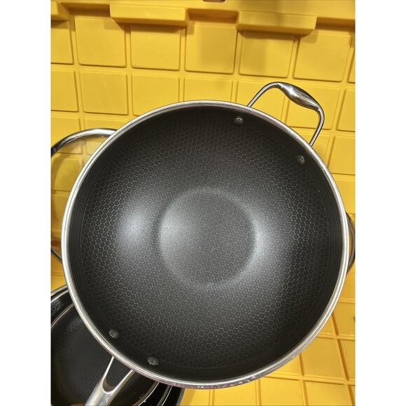 HEXCLAD 7 Piece Nonstick Stainless Steel Frying Pan Set 8 10 12- Lids Wok $600 - Picture 3 of 10